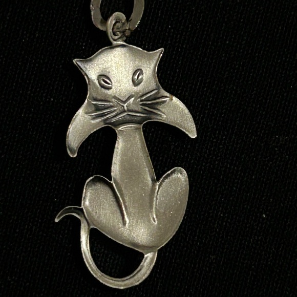 Vintage Sterling Silver Beau Cat Pendant - Picture 8 of 9